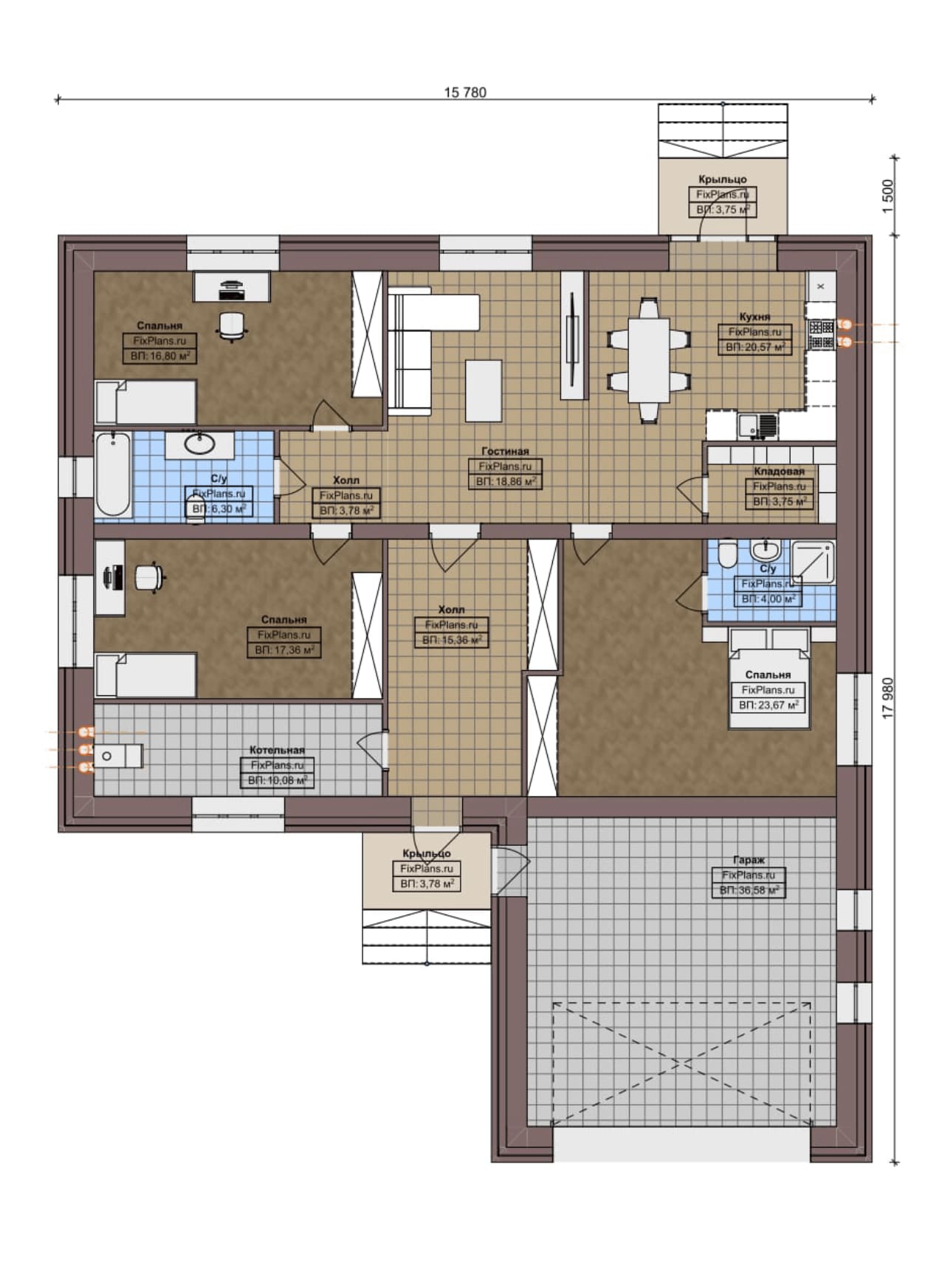 Планировка Одноэтажный дом F-5822