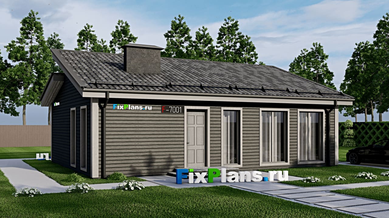 Одноэтажный дом F-7001 — фасад