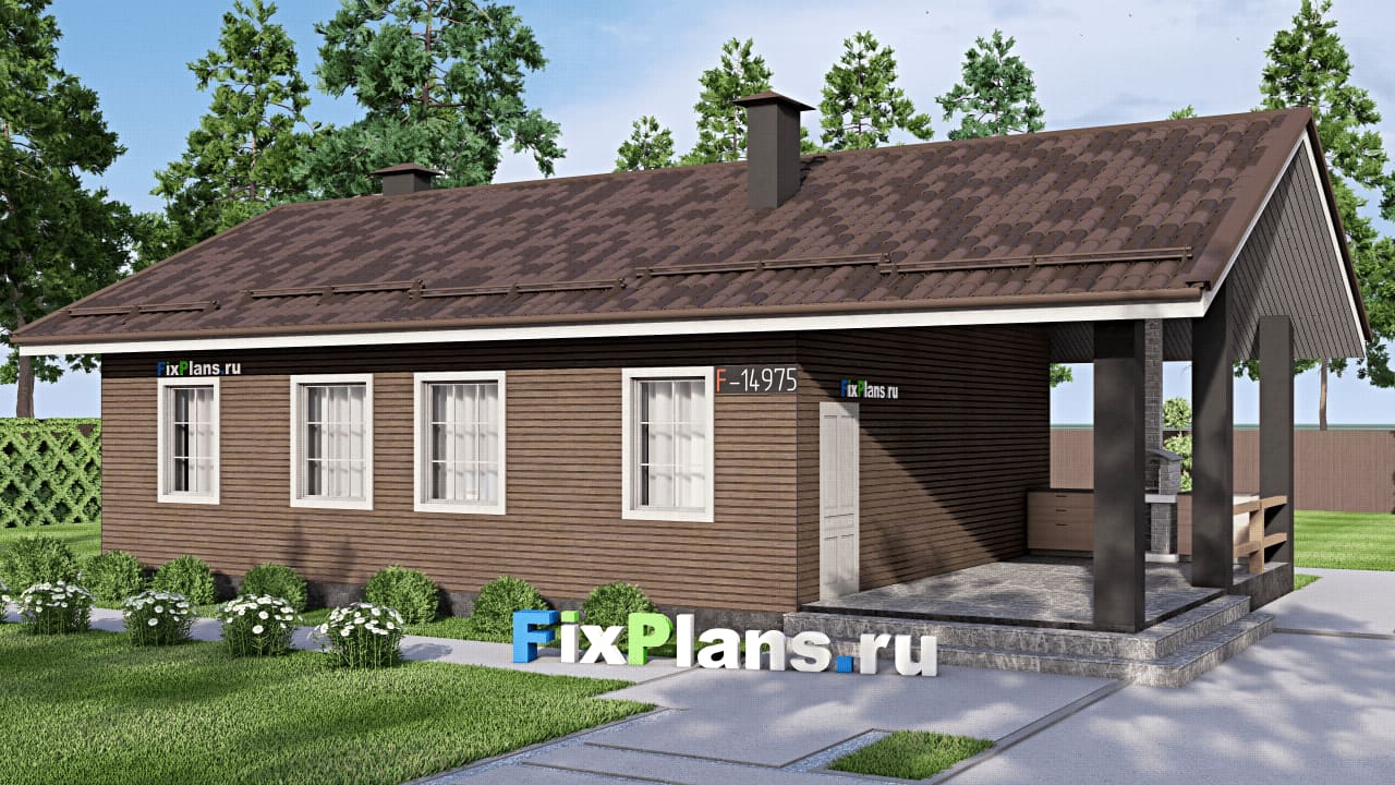 Одноэтажный дом F-14975 — фасад