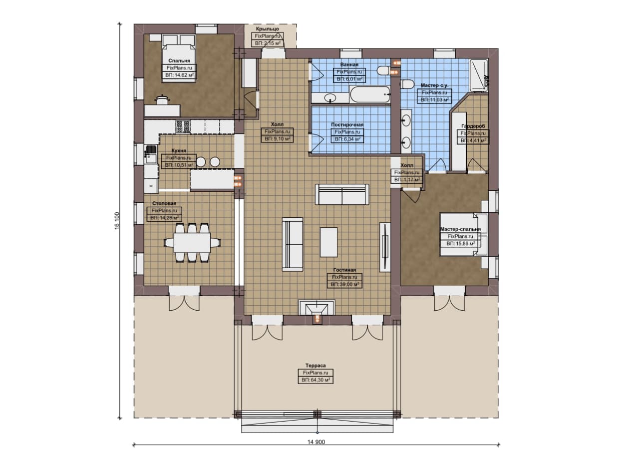 Планировка Одноэтажный дом F-20690