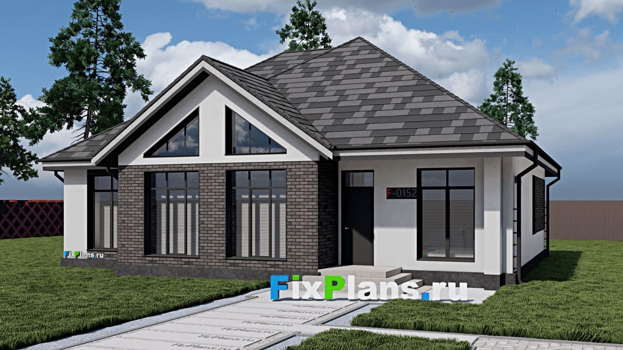 Одноэтажный дом F-0152 — фасад