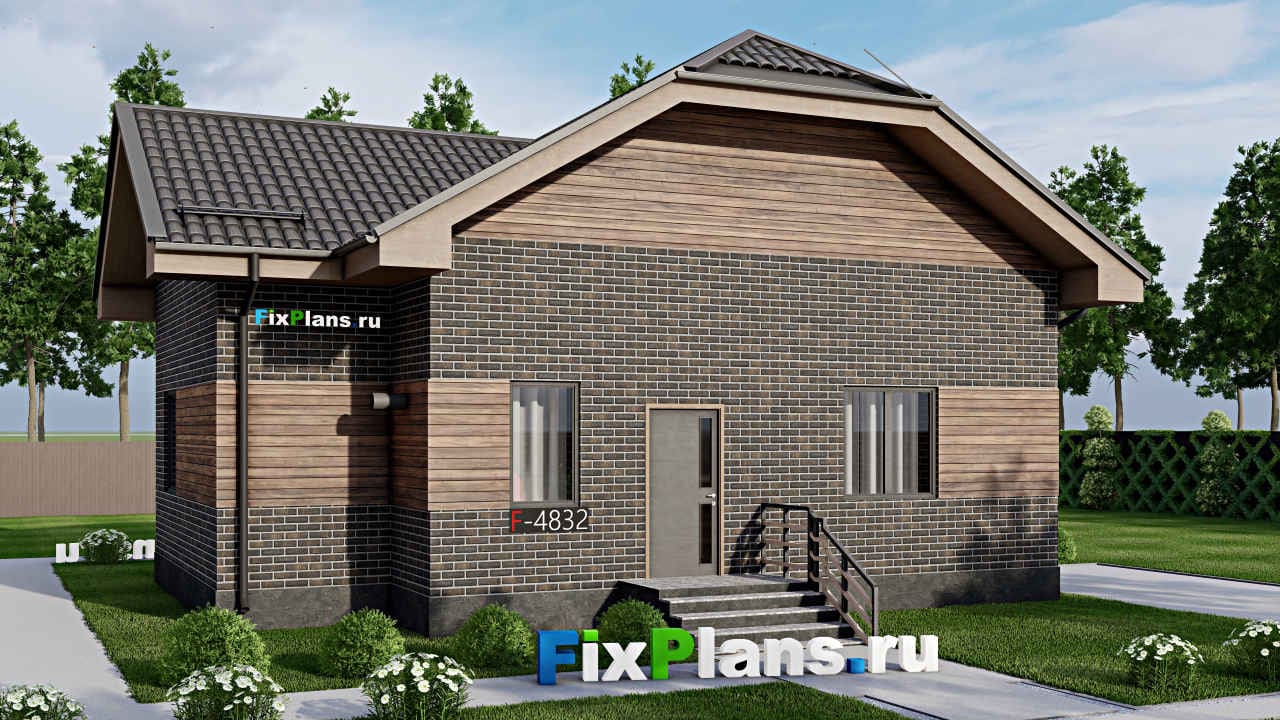 Одноэтажный дом F-4832 — фасад